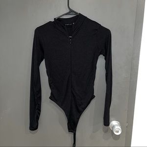 Pretty Little Thing Black Zip Body Suit
